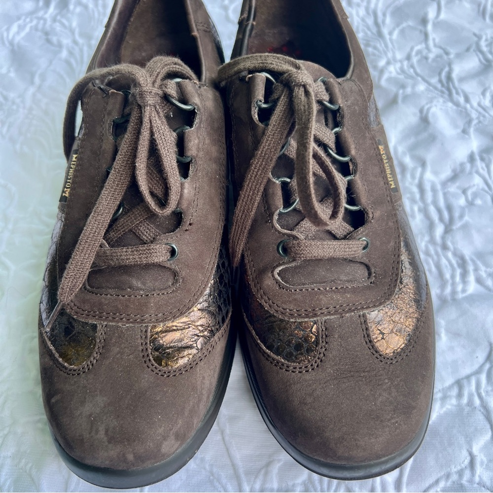Women’s Brown Mephisto Shoes, 7, NWOT, Metalic Contrast‎
